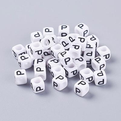 Acrylic Horizontal Hole Letter Beads PL37C9308-P-1