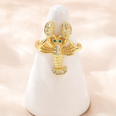 Brass Micro Pave Cubic Zirconia Cuff Rings RJEW-C145-01B-G-1