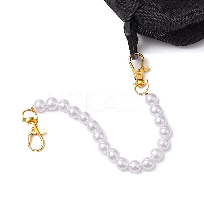 White ABS Plastic Imitation Pearl Round Beaded Purse Chain Strap Extenders AJEW-BA00136-1