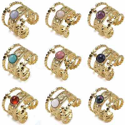 Natural & Synthetic Gemstone Finger Rings RJEW-U027-03G-1