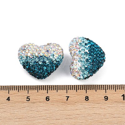 Gradient Color Heart Shaped Polymer Clay Rhinestone Beads CLAY-NH0002-03C-1