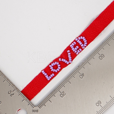 Word Loved Beaded Cord Bracelet BJEW-A121-53A-1
