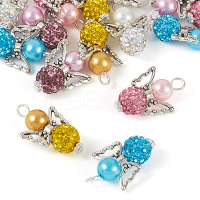 20Pcs 5 Colors Polymer Clay & Glass Rhinestone Pendants FIND-TA0004-83-1