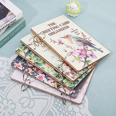 Wooden 2-Ring Loose Leaf Binder Postcard Phote Album Cover DIY-WH0547-039-1