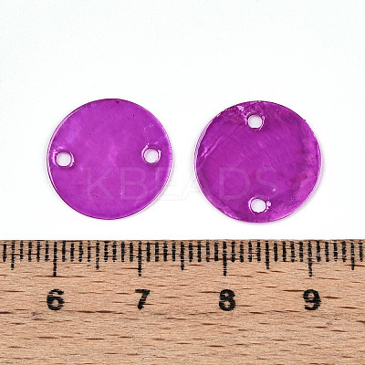 Dyed Natural Capiz Shell Disc Links Connector Charms SSHEL-WH0006-01A-8-1