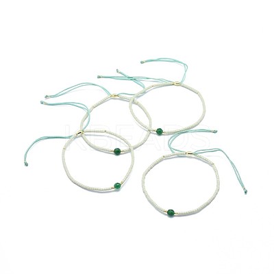 Adjustable Natural Agate Braided Bead Bracelets BJEW-F391-A15-1