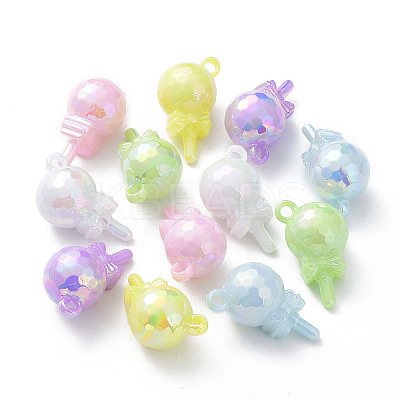 UV Plating Rainbow Iridescent Acrylic Pendants OACR-F008-03-1