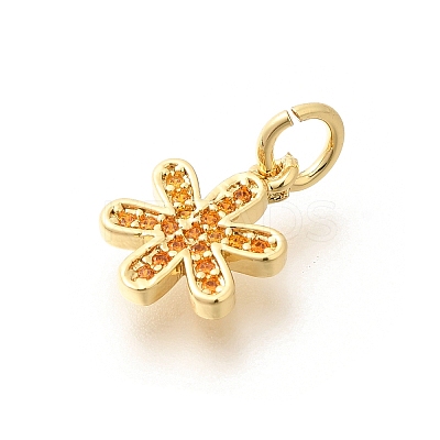 Brass Micro Pave Orange Cubic Zirconia Pendants KK-L225-016G-1