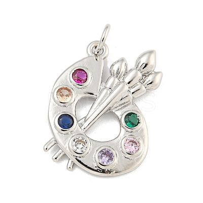 Rack Plating Brass Pave Colorful Cubic Zirconia Pendants X-KK-Z048-05P-1