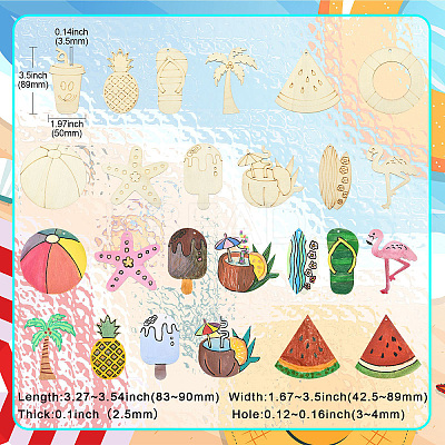 1Set Laser Cut Wood Shapes Pendants WOOD-CJ0002-23-1