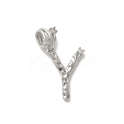 Rack Plating Brass Micro Pave Cubic Zirconia European Dangle Charms KK-L210-015P-Y-1