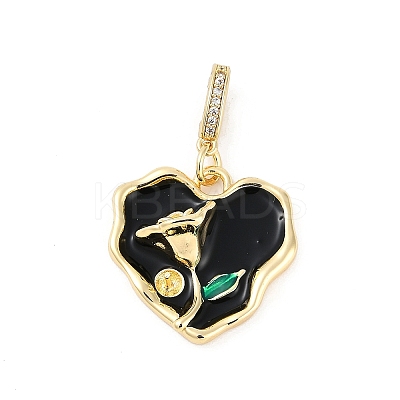 Brass Enamel Micro Pave Cubic Zirconia Pendants KK-U043-11G-02-1
