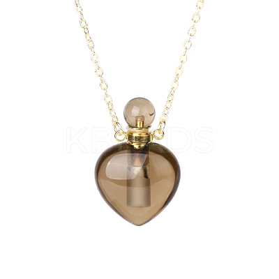 Natural Smoky Quartz Perfume Bottle Pendant Necklace PW-WG2A891-02-1