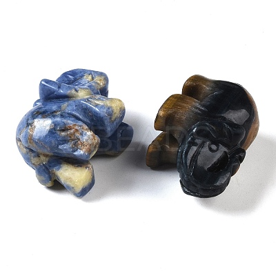 Natural & Synthetic Mixed Gemstone Carved Elephant Figurines DJEW-M015-07-1