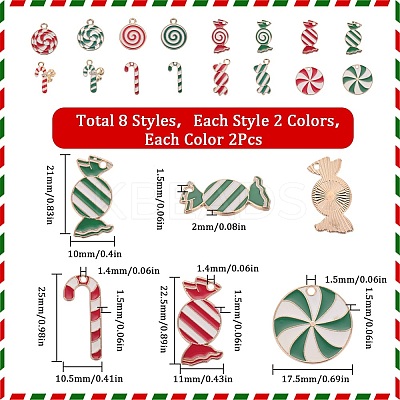 32Pcs 16 Style Christmas Theme Alloy Enamel Pendants ENAM-SC0003-66-1