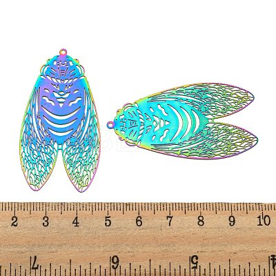 Ion Plating(IP) 201 Stainless Steel Etched Metal Embellishments Big Pendants STAS-G328-04RC-1
