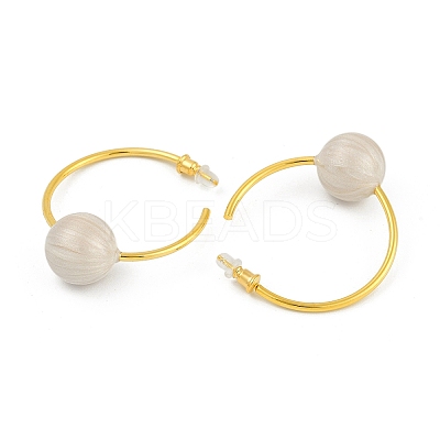 Round Brass Enamel Hoop Earrings for Women EJEW-Q391-35G-03-1