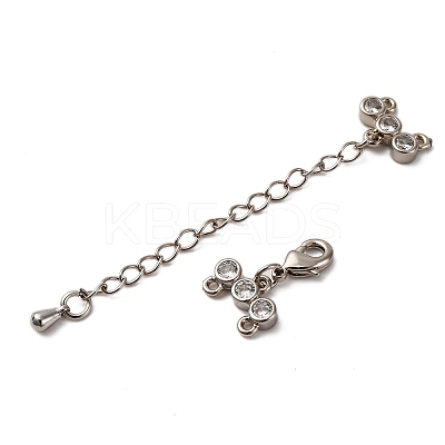 Brass Micro Pave Clear Cubic Zirconia Chain Extender KK-A214-35P-1