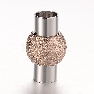 Textured 304 Stainless Steel Column Magnetic Clasps with Glue-in Ends STAS-I045-11RG-1