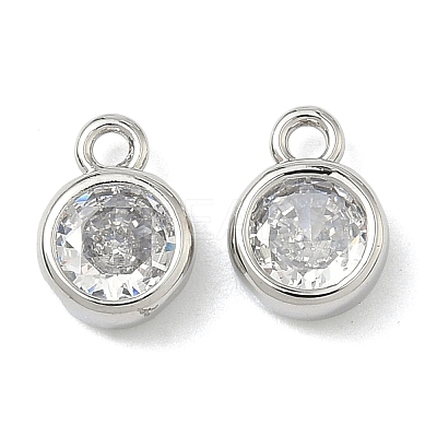 Brass with Clear Cubic Zirconia Pendants KK-I476-12P-1
