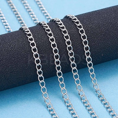 Non-Tarnish 3.28 Feet 304 Stainless Steel Curb Chains X-CHS-F006-04A-P-1