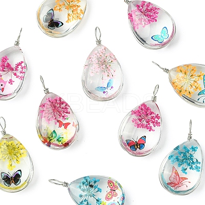 10Pcs Transparent Glass Pendants GLAA-YW0004-27-1