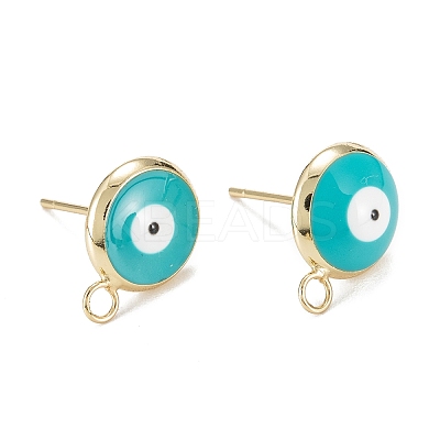 Eco-Friendly Brass Enamel Stud Earring Findings KK-H761-02G-B-1