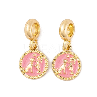 Rack Plating Alloy Pink Enamel European Dangle Charms FIND-C055-15G-1