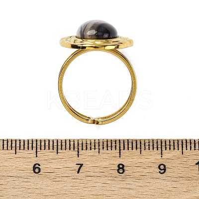 Oval Natural Banded Agate Finger Rings RJEW-M063-01G-14-1