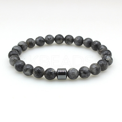 Natural Labradorite Round Beaded Stretch Bracelets for Men Women FS-WG77712-05-1