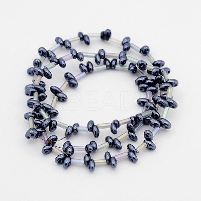 2 Hole Electroplate Glass Oval Bead Strands EGLA-J074-FP02-1