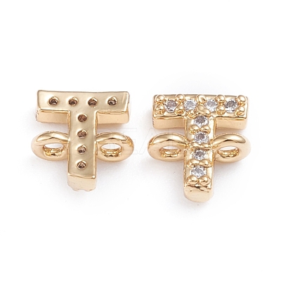 Brass Micro Pave Cubic Zirconia Letter Links ZIRC-I042-16G-T-1