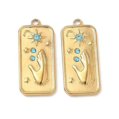 304 Stainless Steel Rhinestone Pendants STAS-L308-02B-G-1