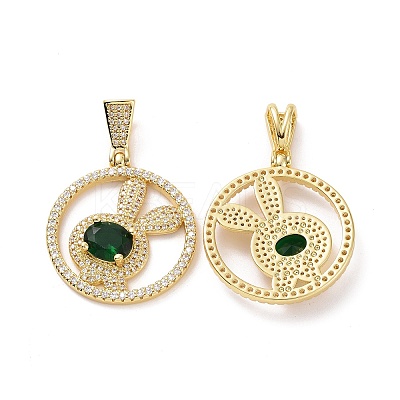 Brass Micro Pave Cubic Zirconia Pendants ZIRC-F134-26G-02-1