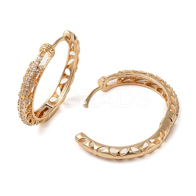 Brass Micro Pave Cubic Zirconia Hoop Earrings EJEW-M238-58KCG-1