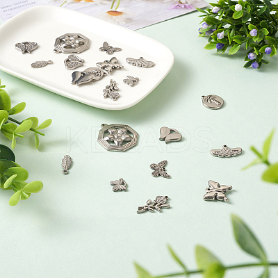 20Pcs 10 Style 304 Stainless Steel Pendants STAS-FW0001-28-1