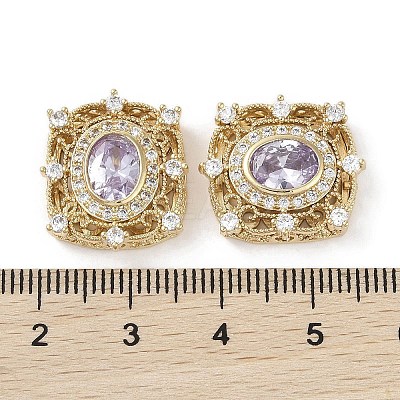 Brass Micro Pave Cubic Zirconia Beads KK-G491-36G-01-1