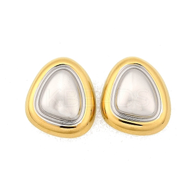 304 Stainless Steel Two Tone Triangle Stud Earrings LS-EJEW-Z116-03GP-01-1