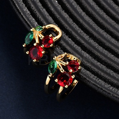 Brass Micro Pave Cubic Zirconia Cuff Earrings LS-EJEW-D328-06G-03-1