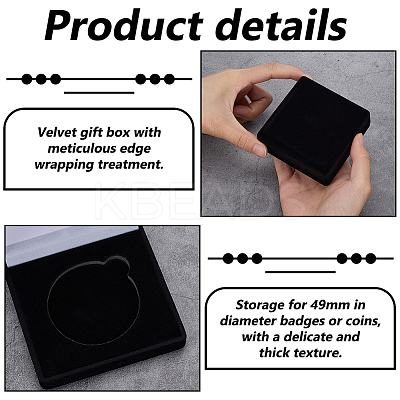 Square EVA Covered with Velveteen Commemorative Coin Storage Cases with Sponge Inside CON-WH0201-005A-1