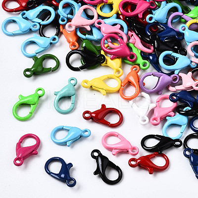 40Pcs Spray Painted Eco-Friendly Alloy Lobster Claw Clasps PALLOY-YW0001-24-NR-1