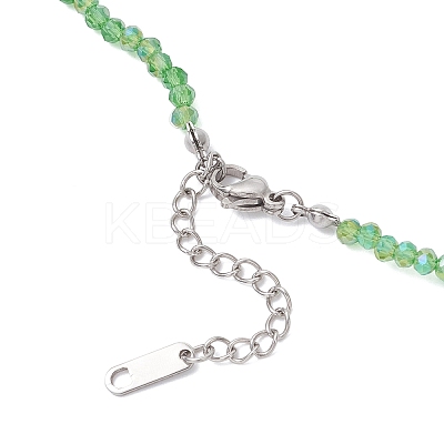 Stainless Steel Pendant Electroplate Glass Faceted Rondelle Beaded Necklaces NJEW-JN05530-1