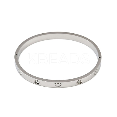 201 Stainless Steel with Rhinestone Bangles for Women LS-BJEW-B138-04P-1