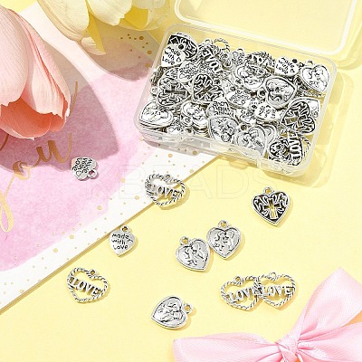 80Pcs 5 Styles Tibetan Style Zinc Alloy Charms TIBEP-FS0001-38-1