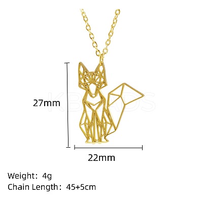 304 Stainless Steel Geometric Artistic Hollow Animal Pendant Necklaces JK0174-12-1