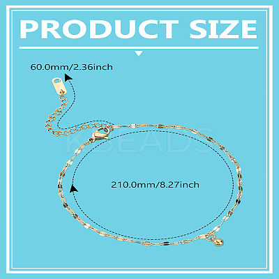 1Pc 304 Stainless Dapped Chain Round Charm Anklets for Women AJEW-LP0007-61-1