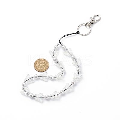 Transparent Acrylic Butterfly Beaded Keychain Wristlet Straps KEYC-JKC00410-1