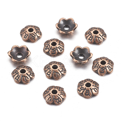 6-Petal Tibetan Style Alloy Flower Bead Caps LS-TIBE-S220-R-01-NR-1