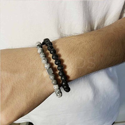 Fashion Retro Black Matte Bracelet Set with Zircon Crown ZZ8347-17-1
