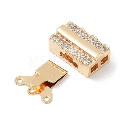 Brass Micro Pave Clear Cubic Zirconia Box Clasps KK-C031-10G-1